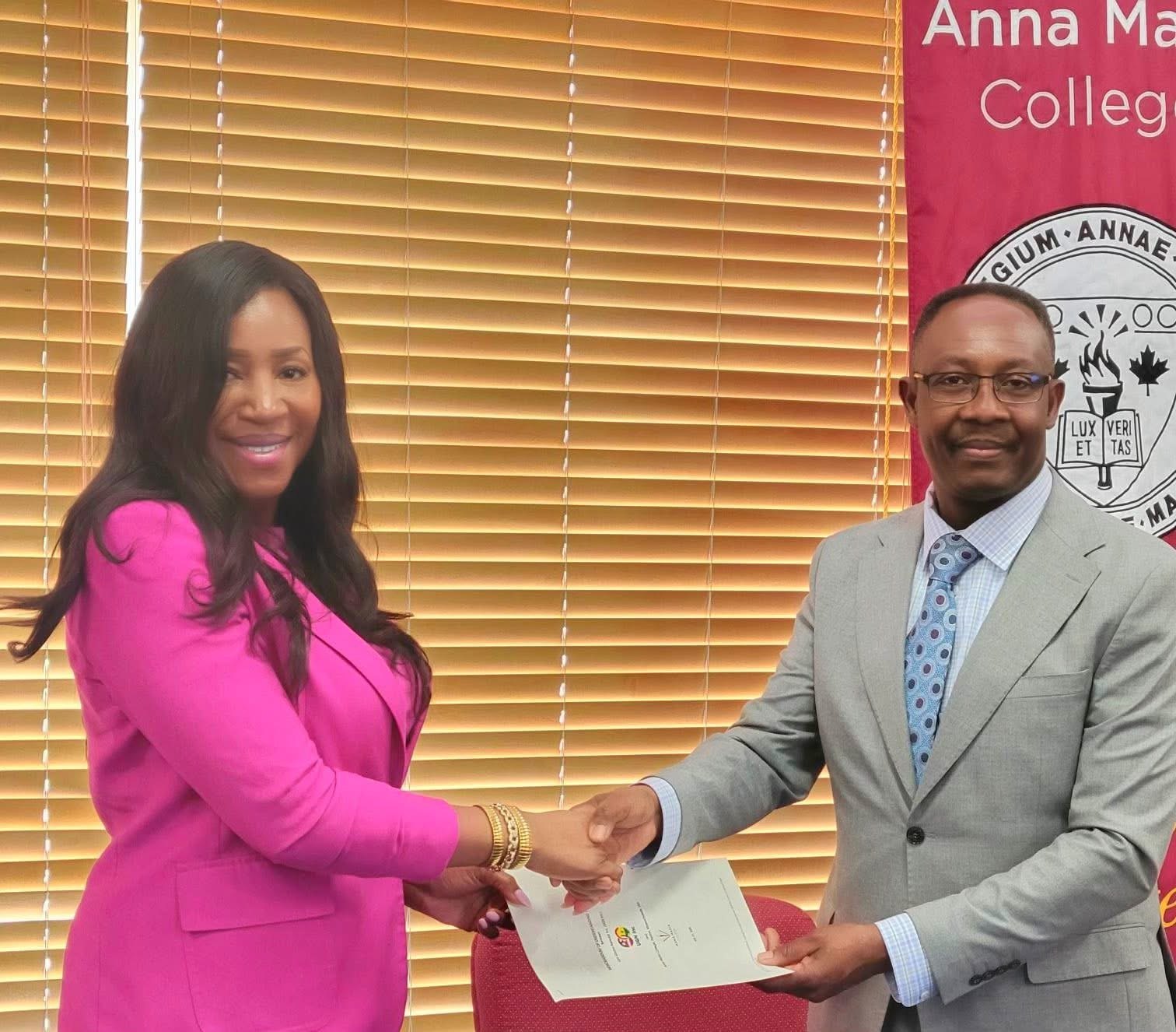 Formal partnership presentation at a college event